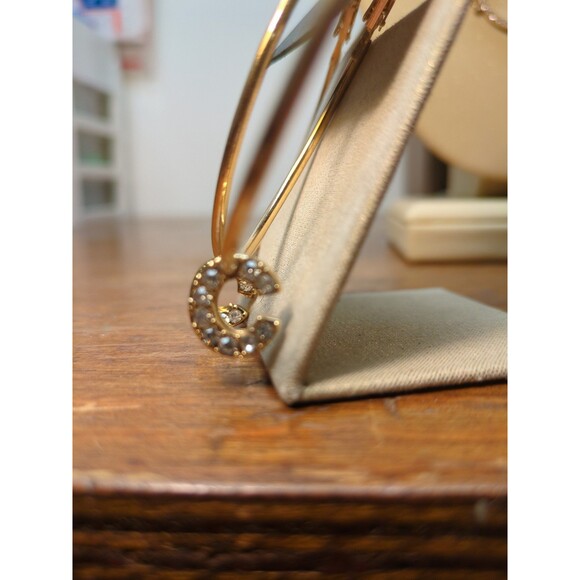 Initial C Sparkly Necklace & Matching Hoop C Earrings Set NWT Gift Set - Picture 6 of 8